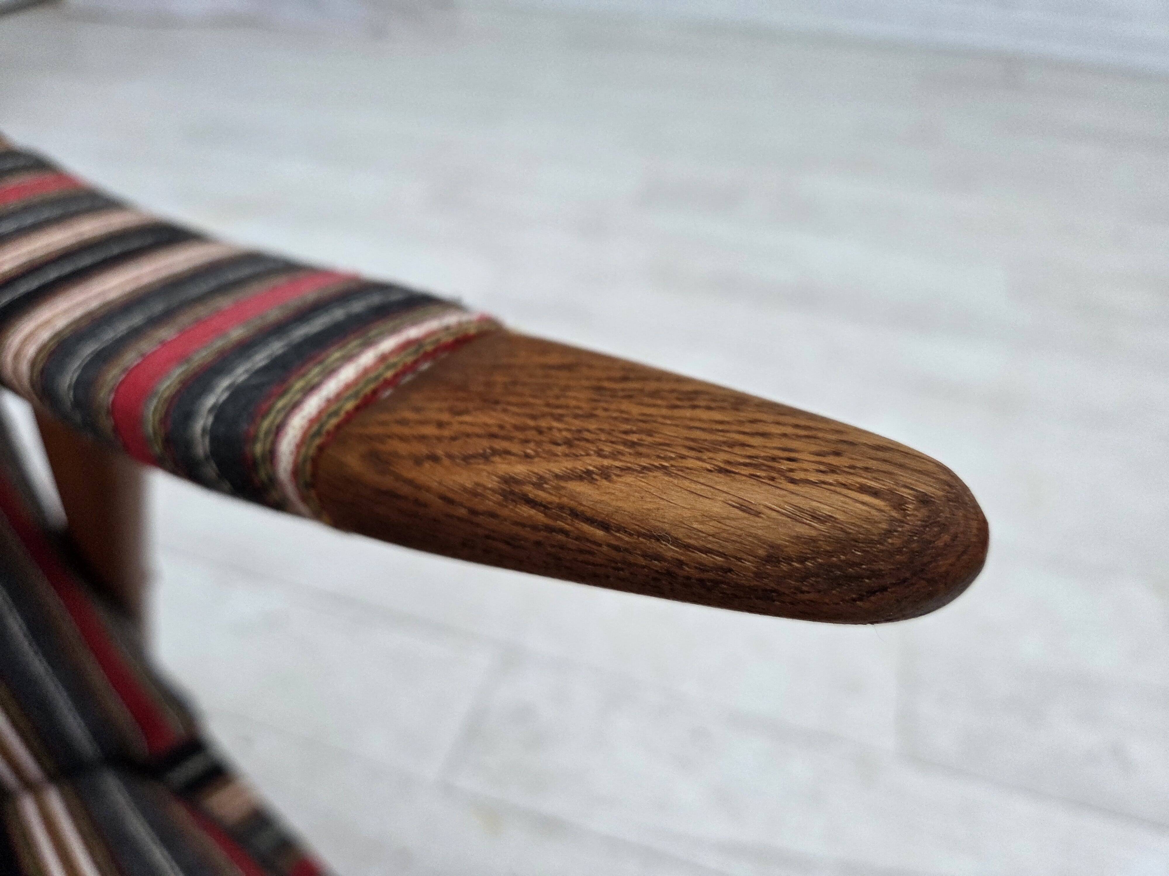 1960s, Swedish armchair, furniture wool fabric, oak wood, teak wood.