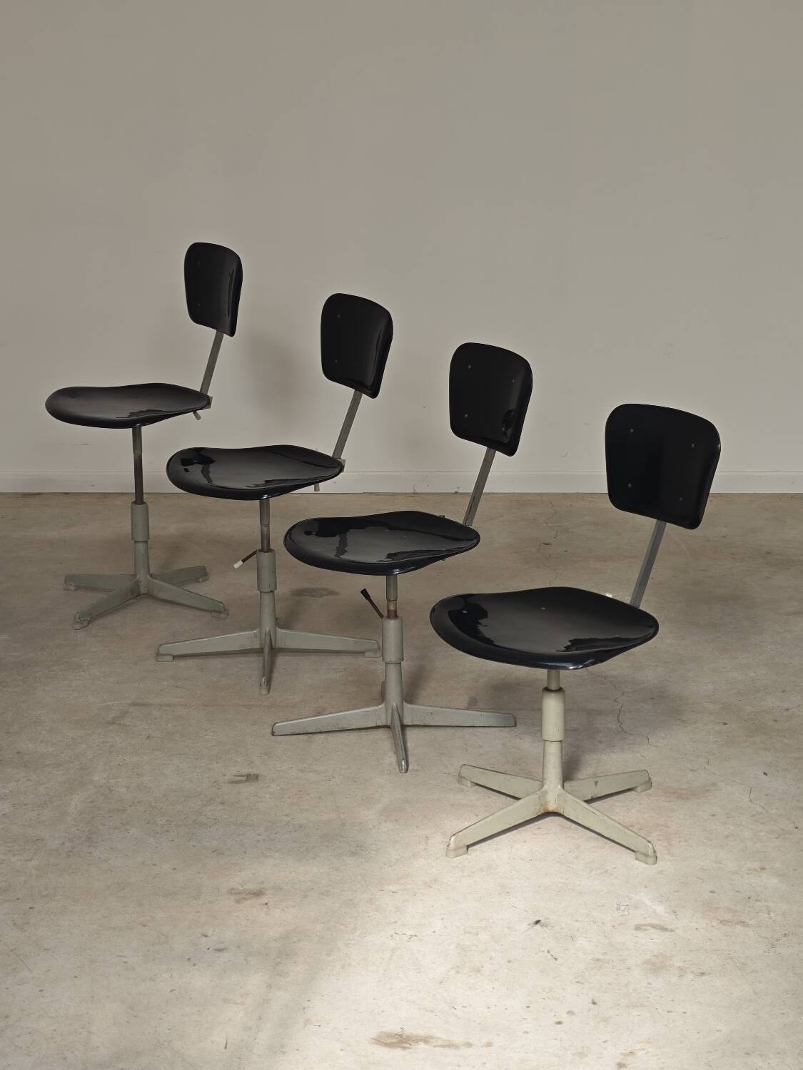 Adjustable industrial chair metal Czechoslovakia 1960