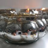 Set of 6 Mercurized Silver Glass Tealight Holders