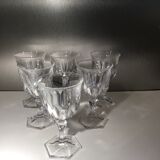 Lot of 6 crystal digestive glasses cut to octagonal feet early 20th century