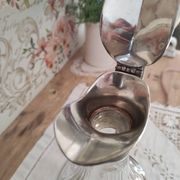 Old water decanter in curved glass and tin Art Nouveau style