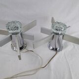 Pair of vintage Italian chrome and glass wall lights, 1960s Sciolari.