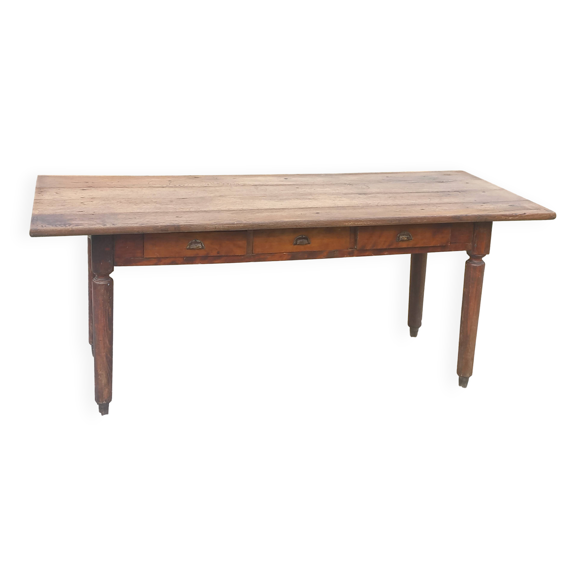 Oak farmhouse table 190cm 6 drawers
