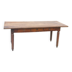 Table de ferme en chêne - tiroirs