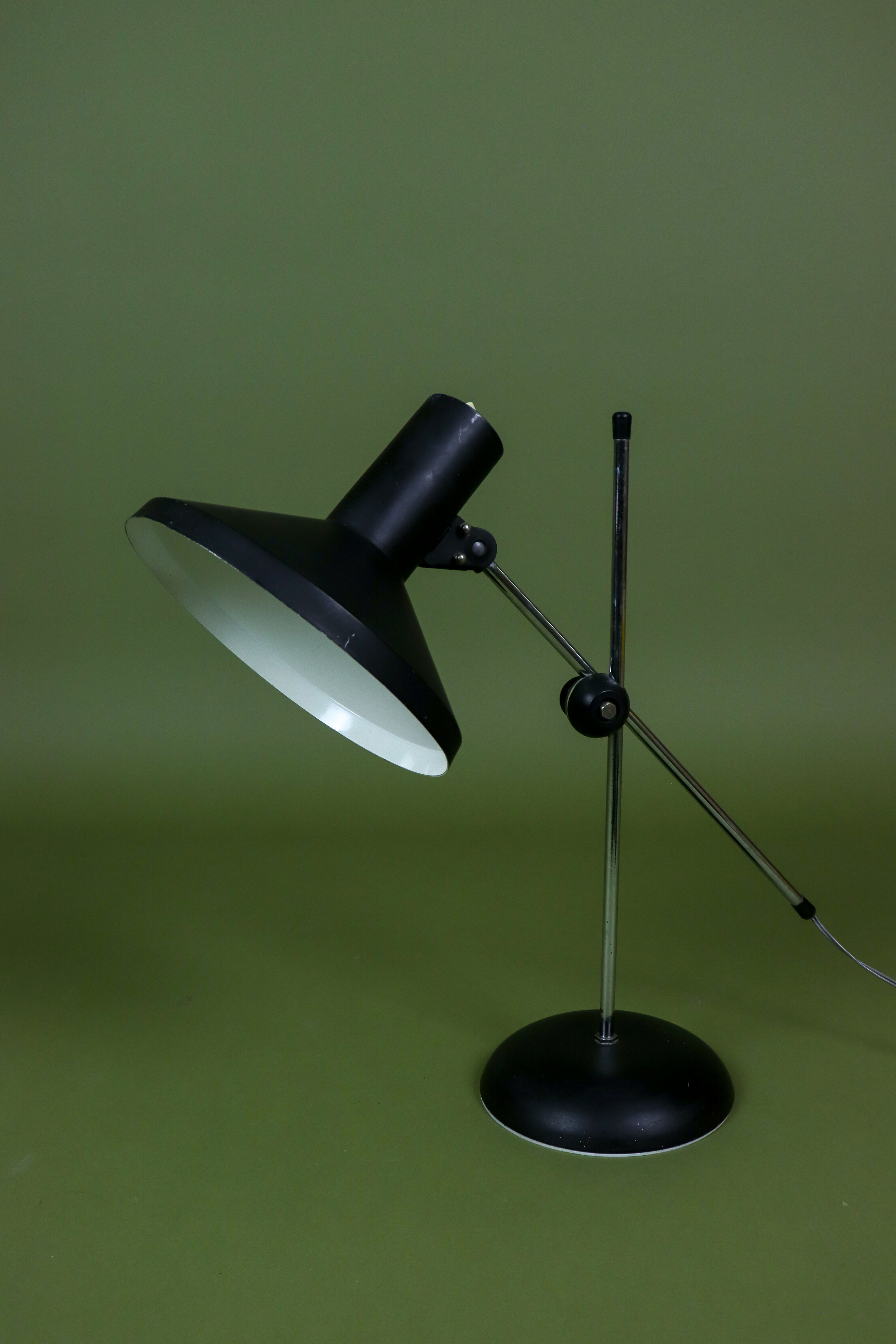 Large black metal vintage industrial desk lamp.