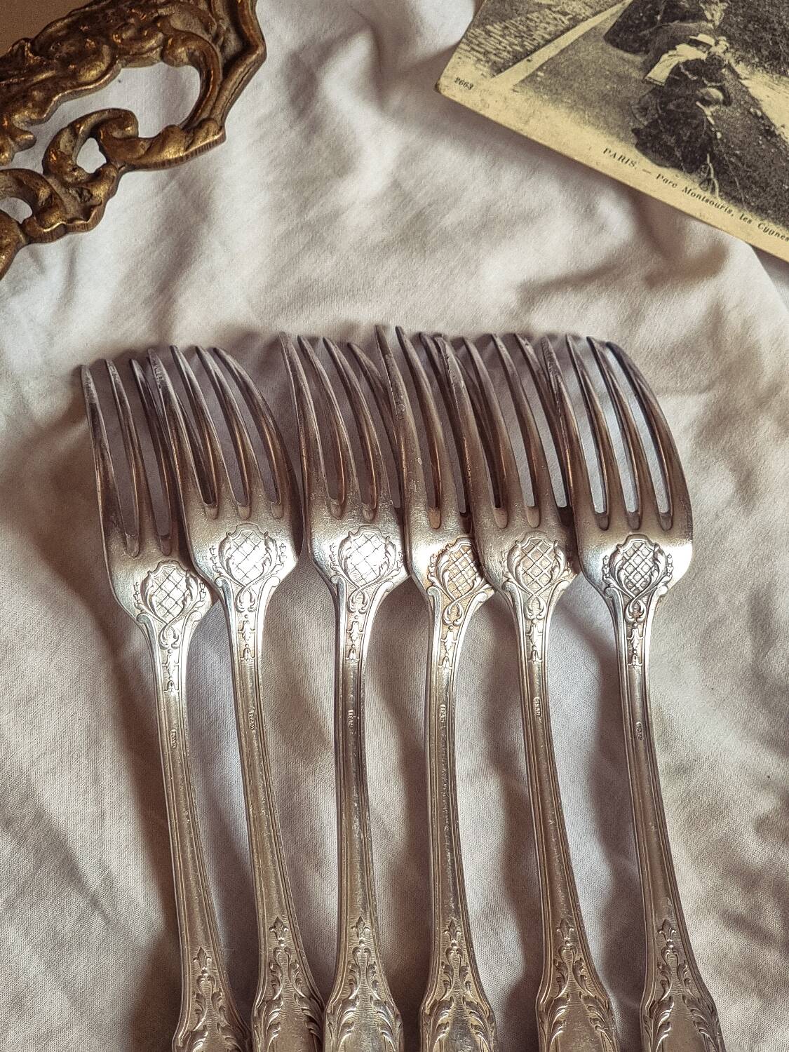 6 fourchettes en métal argenté SFAM