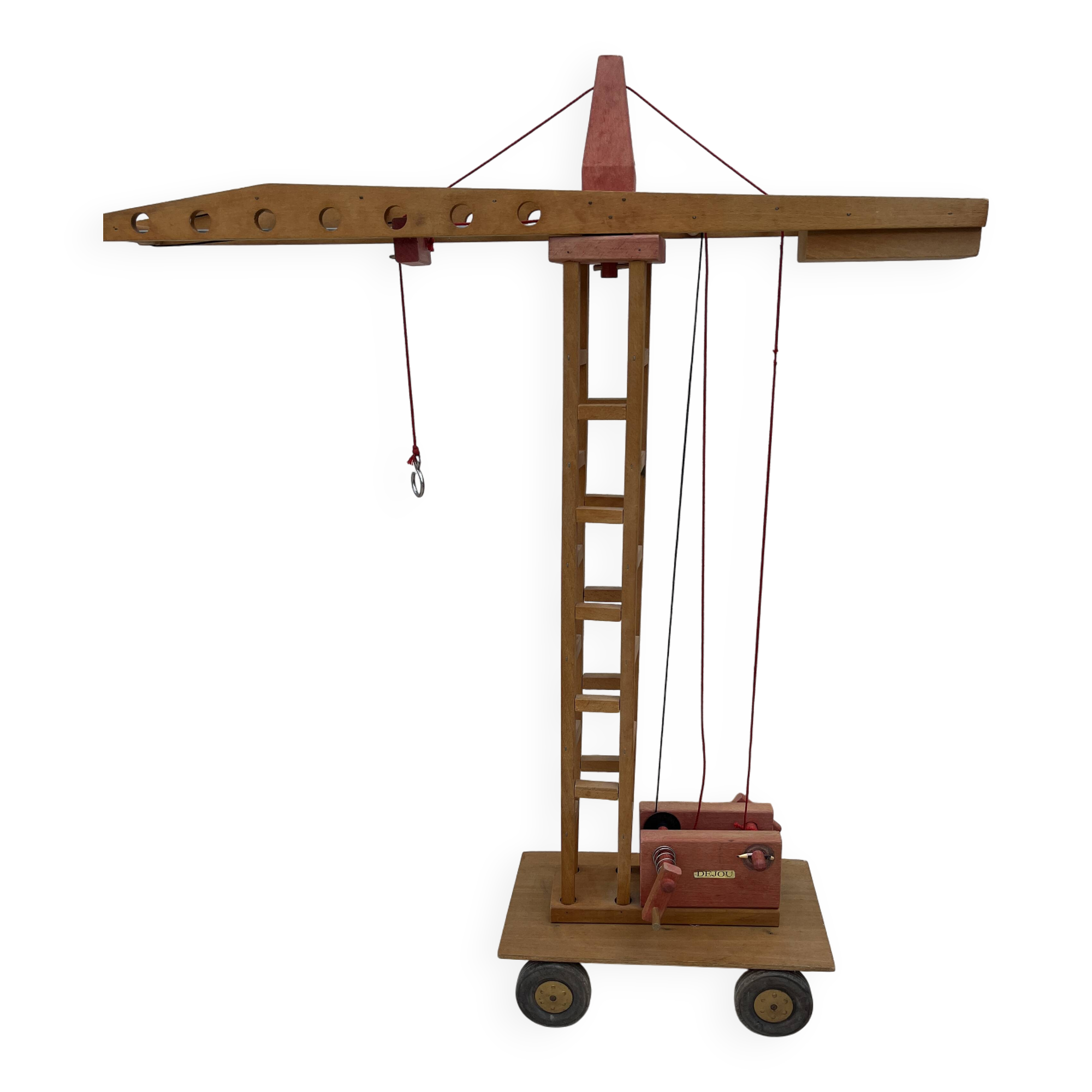 Vintage wooden crane toy from the 60s
