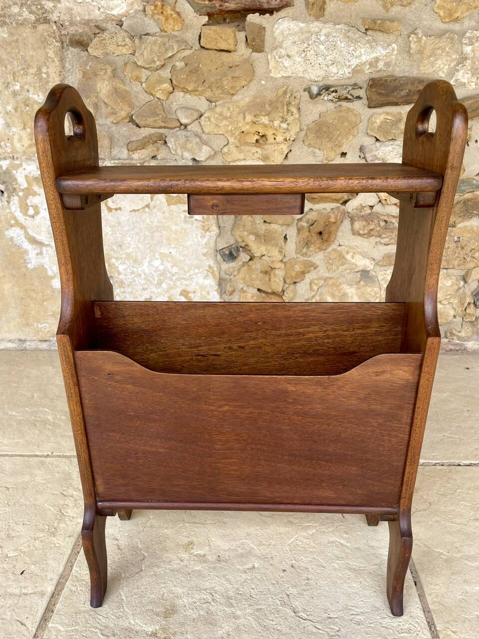 Vintage side table with magazine rack, 1960s