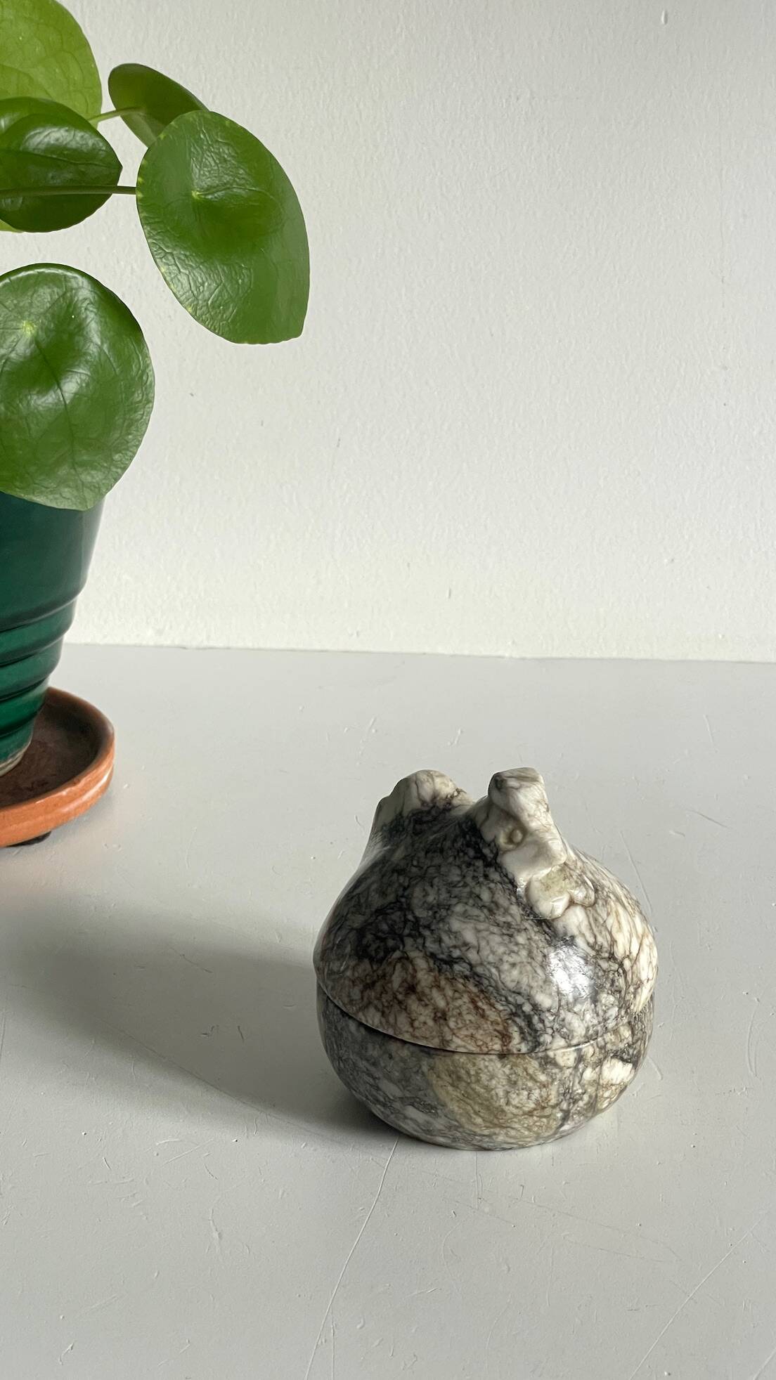 Vintage Marble Chicken with Eggs Sculpture