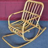 Children's rocking chair in vintage rattan 60 70