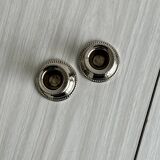 Pair of small, lightweight, beaded metal candle holders