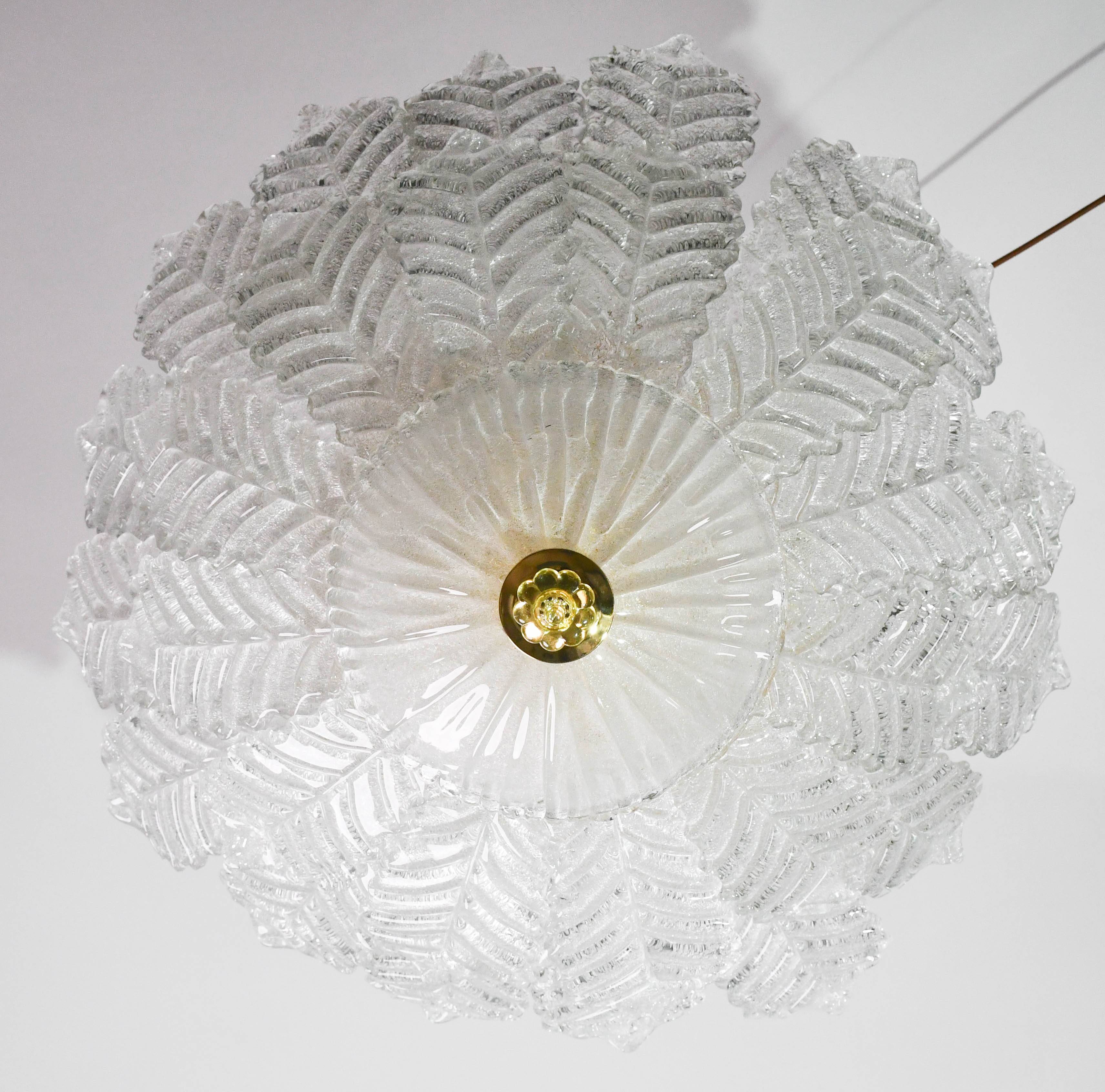 Florence, large size Murano clear transparent vintage glass ceiling light