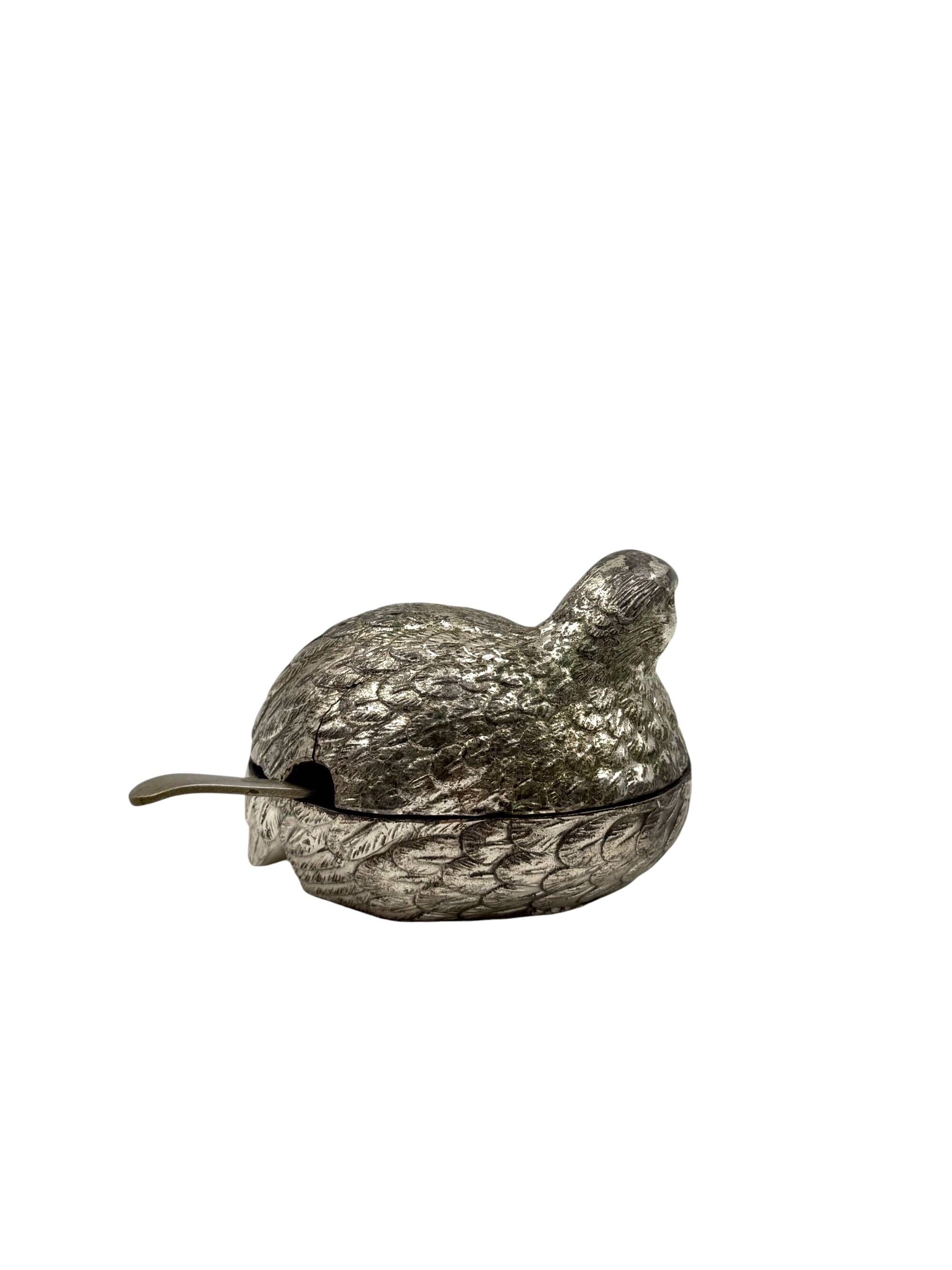 Hollywood regency silver-plate quails shaped salt and pepper, Gucci Italy,