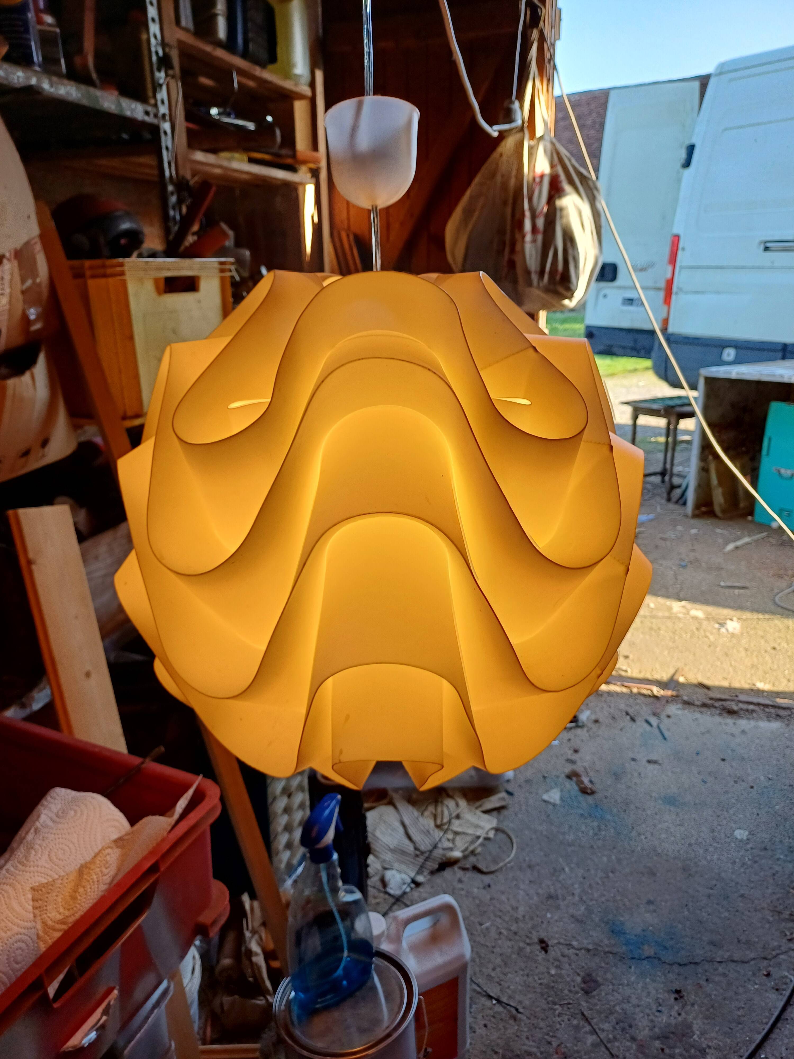 Vintage white plastic pendant lamp