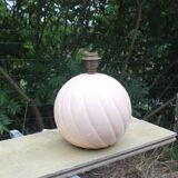 Vintage powder pink ceramic lamp with coral shade