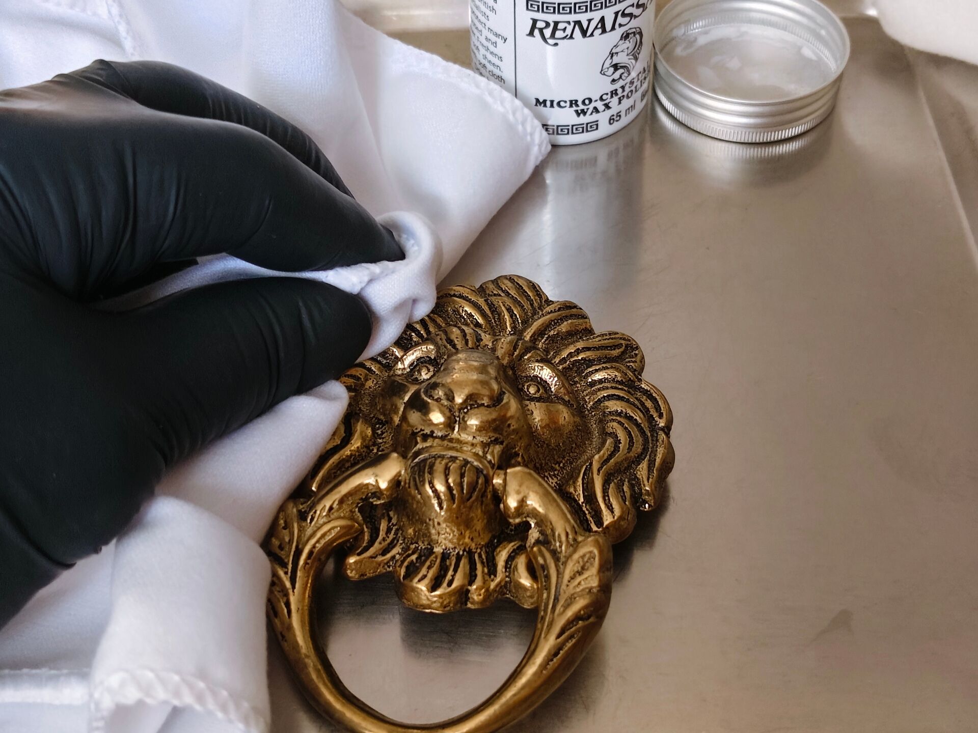 Lion Head Door Knocker in Solid Brass, Antique Door Handle