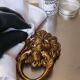 Lion Head Door Knocker in Solid Brass, Antique Door Handle