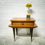 Vintage varnished wood bedside table