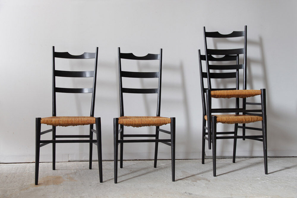 Black Italian straw chairs