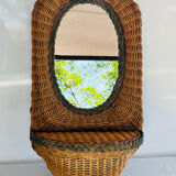 Miroir ovale en osier