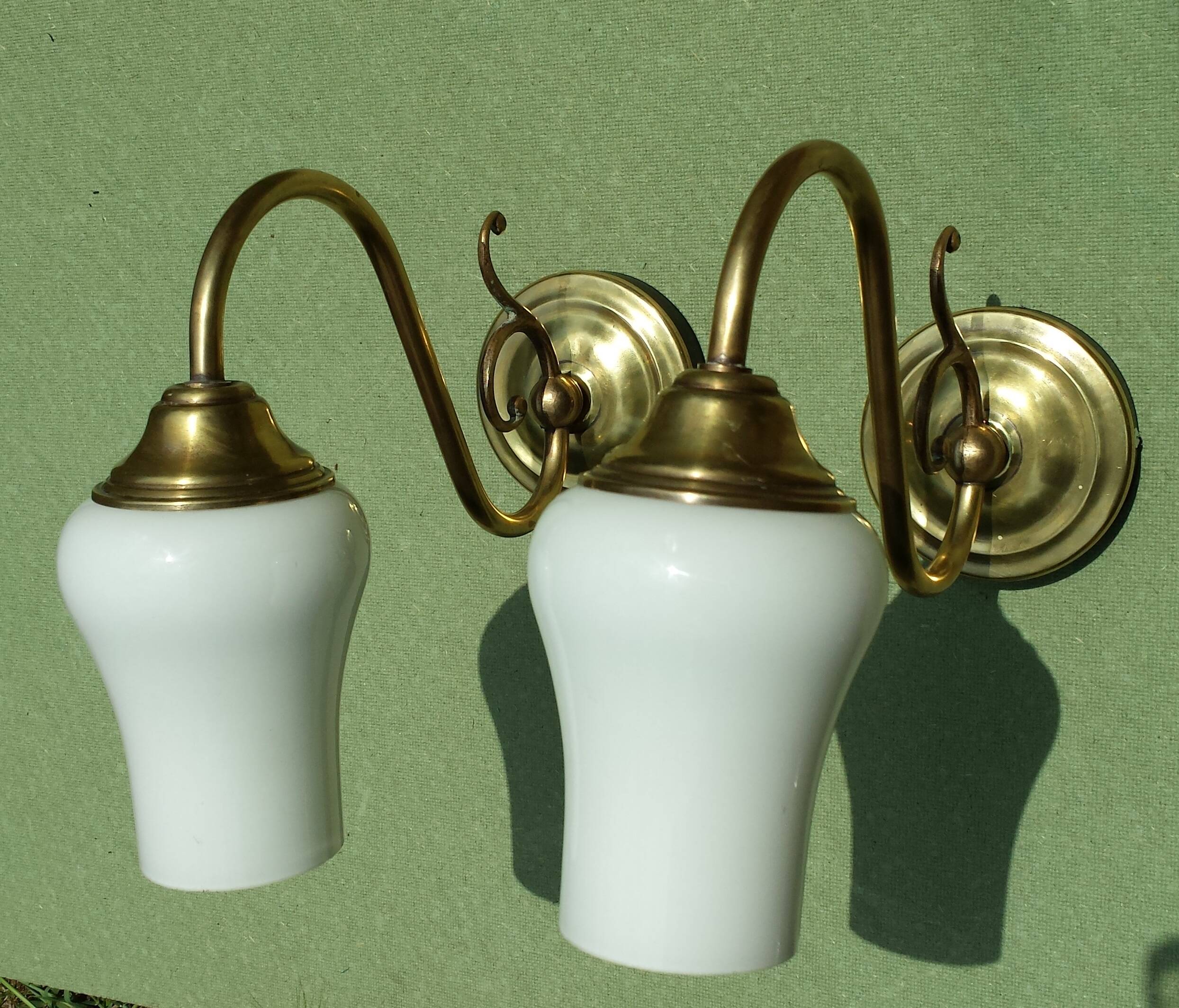 Pair of White Opaline Wall Sconces