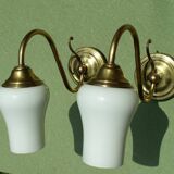 Pair of White Opaline Wall Sconces