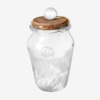 Biot jar in bubbled glass with cork stopper