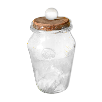 Biot jar in bubbled glass with cork stopper