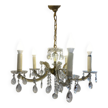 Louis XV style chandelier, glass pendants, 6 lights