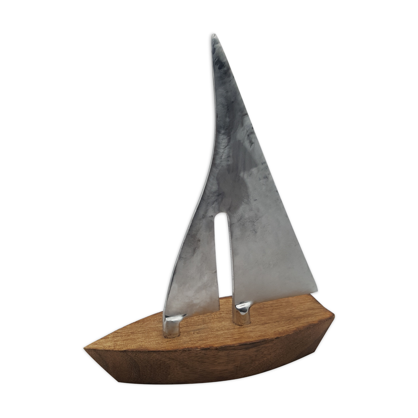 Wooden boat sail metallic metal brushed navy decoration