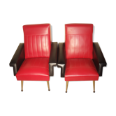 Paire de fauteuils en simili cuir des années 70