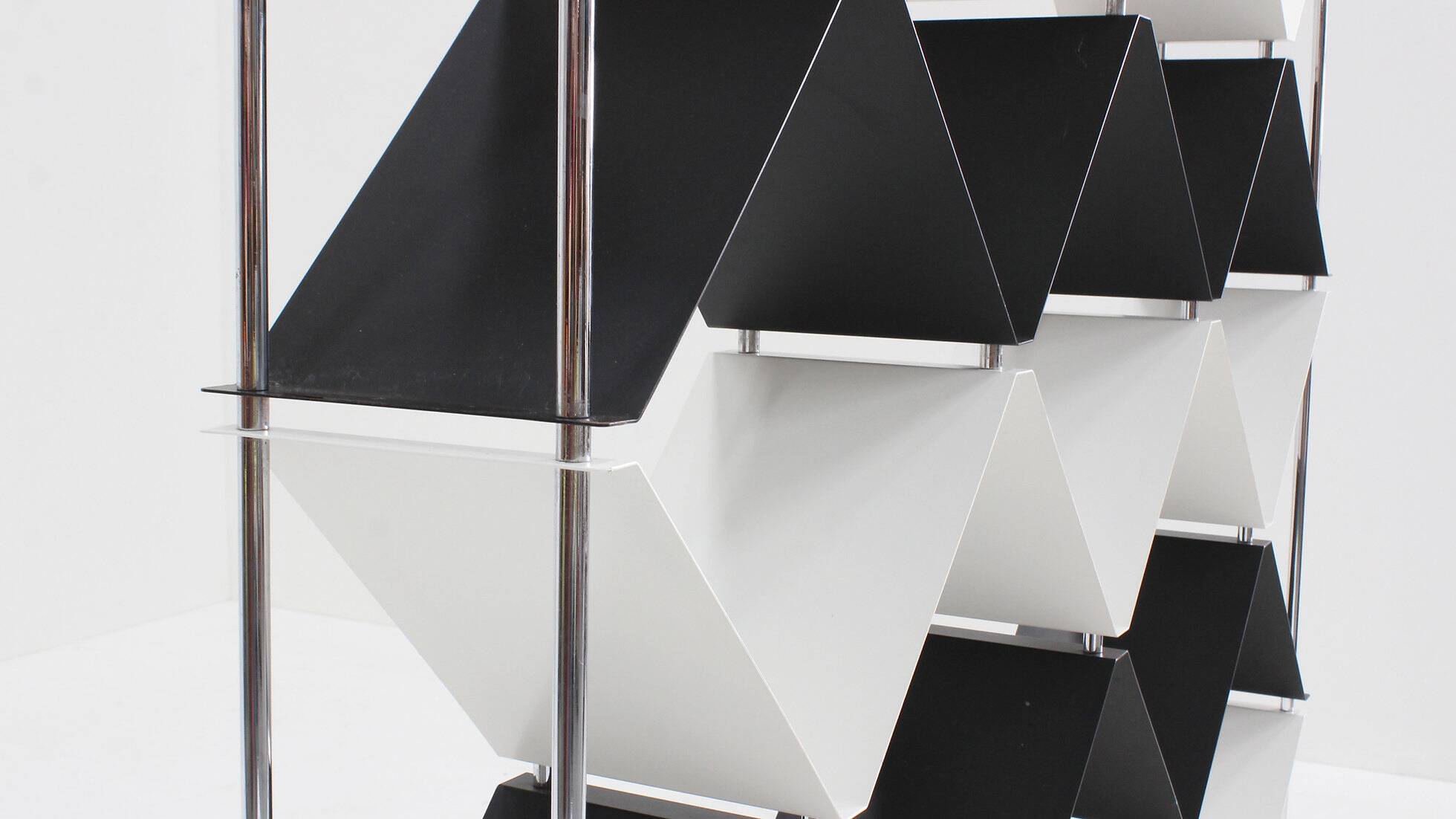 Vintage Italian library in chrome steel