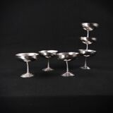 6 stainless steel ice cream bowls on foot Létang Rémy stainless steel dessert service