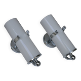 Pair of Delmas opaline and chrome wall lights from the 70s