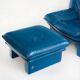 Vintage blue leather armchair and pouf by Nicoletti Salotti - Italy 80s
