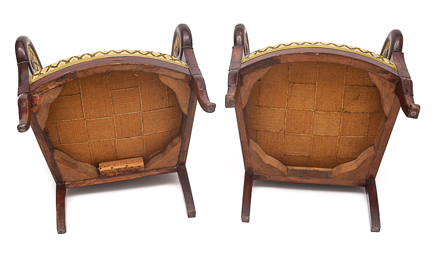 Duo of shepherdesses, Empire era. Silk velvet