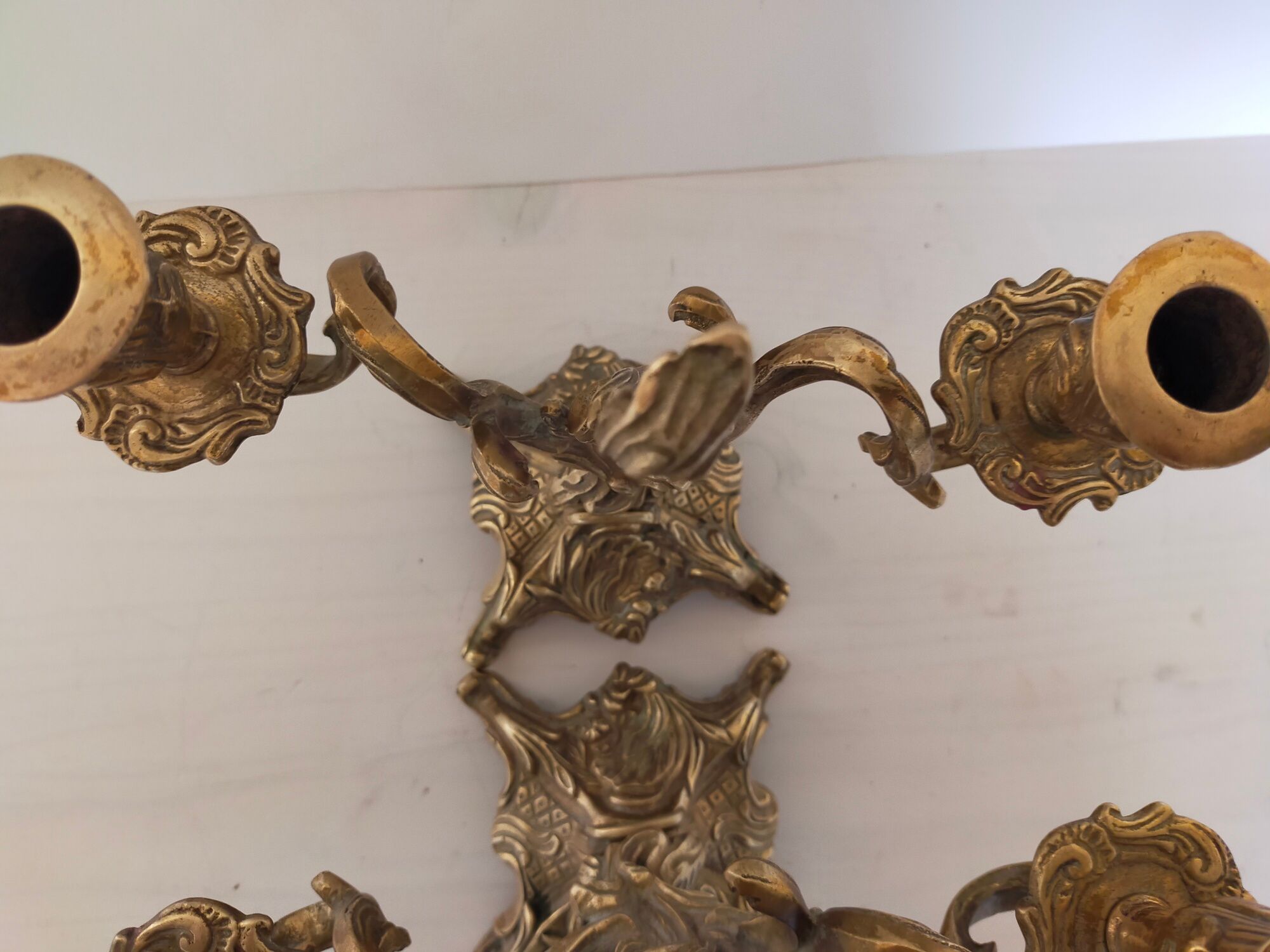 Pair of vintage brass 2-candle candelabra candlesticks