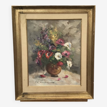 flower vase of a bouquet. Oil on canvas signed by Jean-Jacques Foulon (1923-1980)