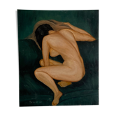 Huile sur toile, femme nu de dos, 55x46cm