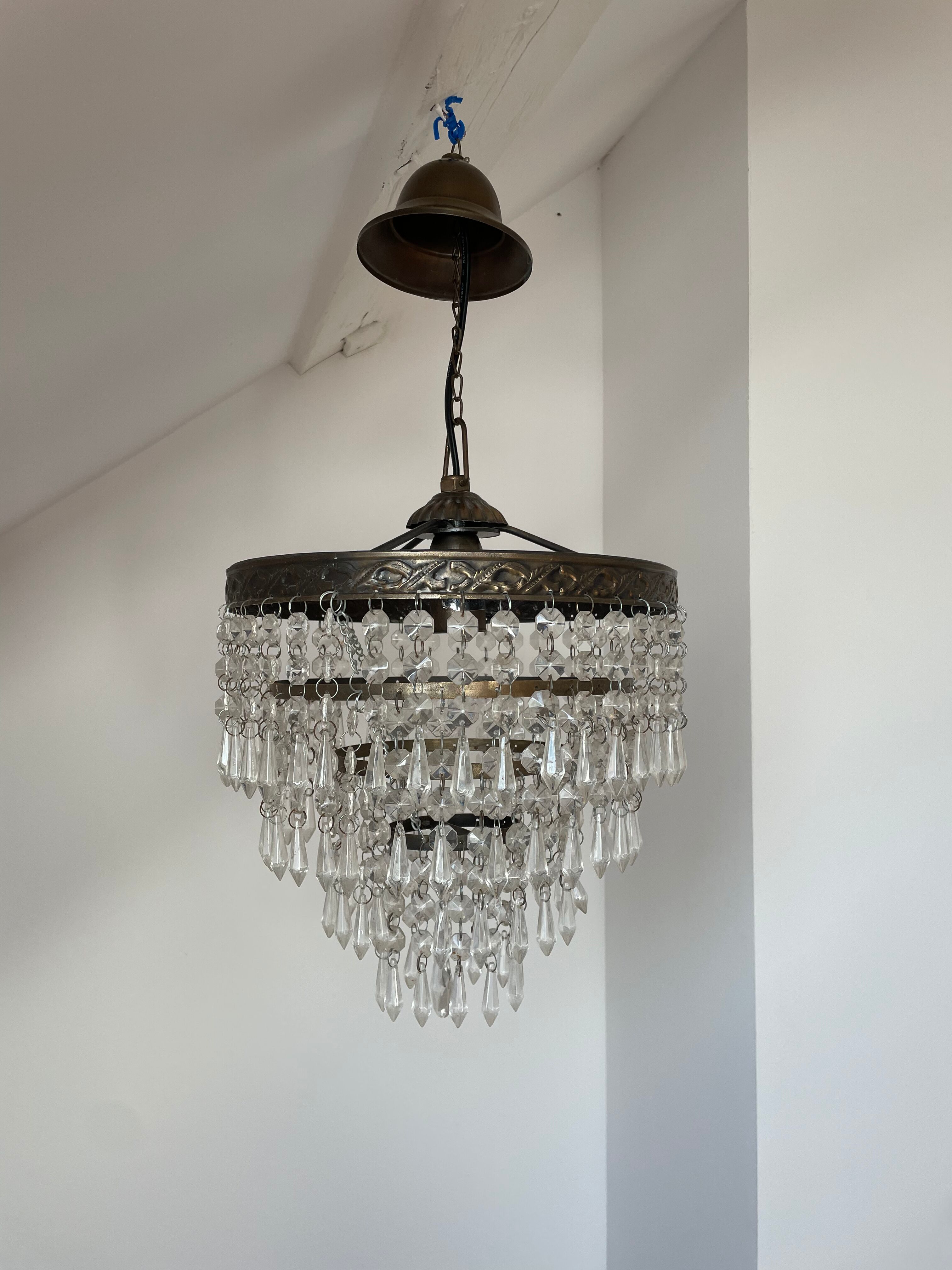 Old ceiling lamp, vintage tassel chandelier