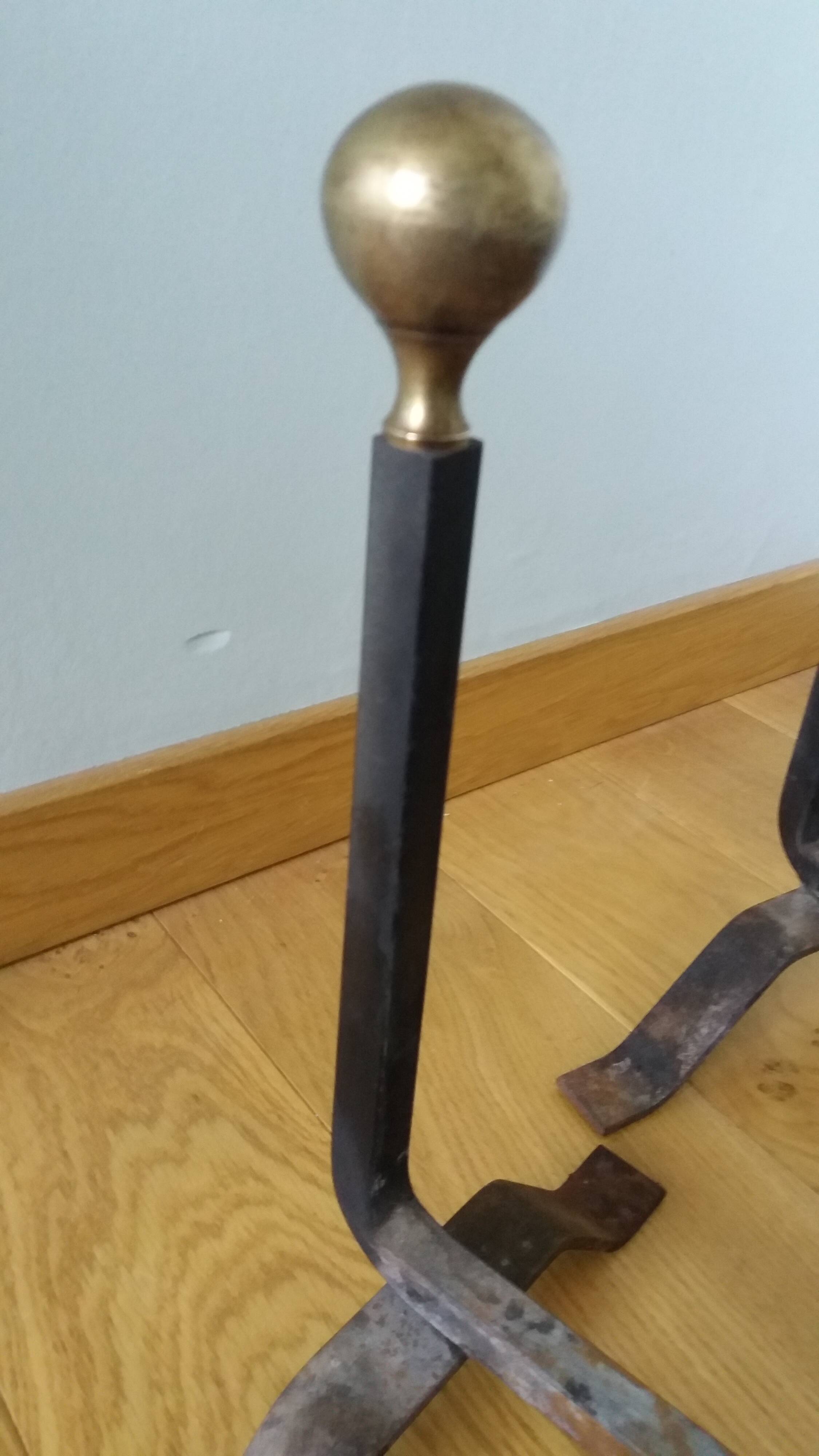 Chenets de cheminée tête laiton ou bronze