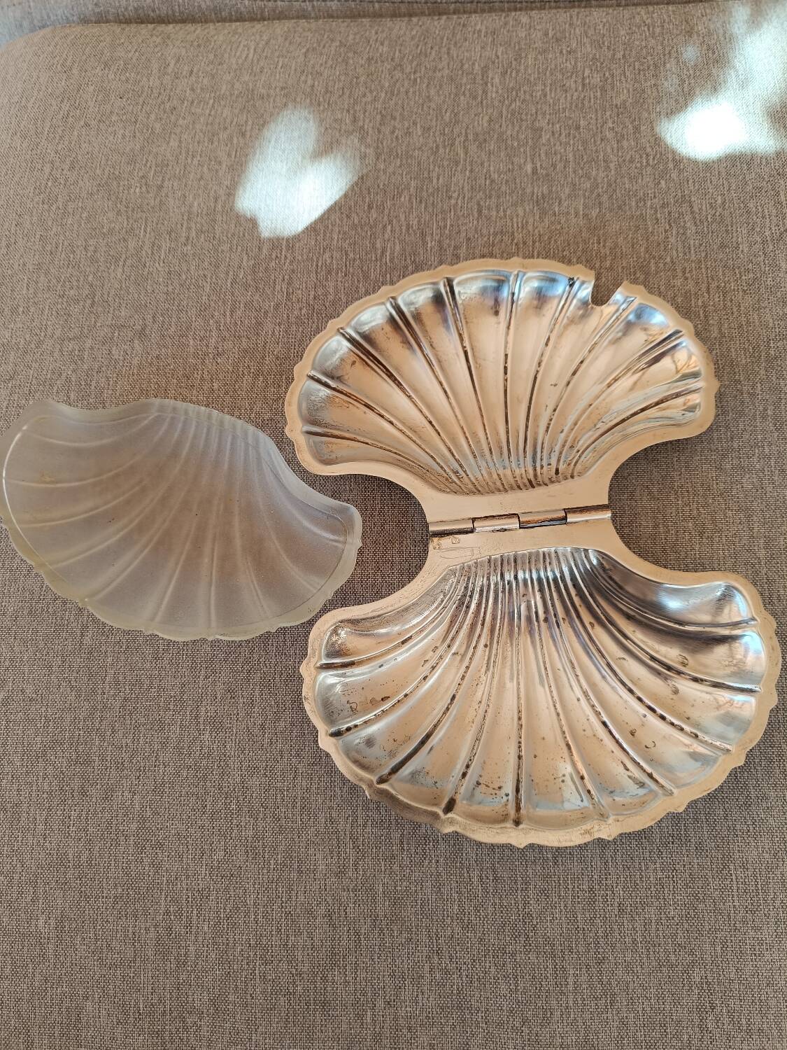 Silver metal butter dish