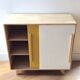 Vintage low sideboard with sliding doors in solid pine - 1960s design