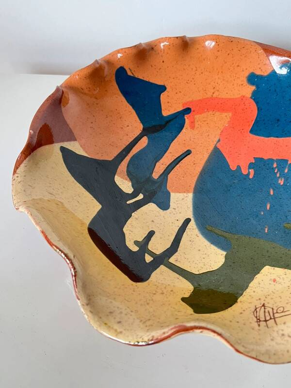 Abstract glazed ceramic fruit bowl / bowl / fruit basket