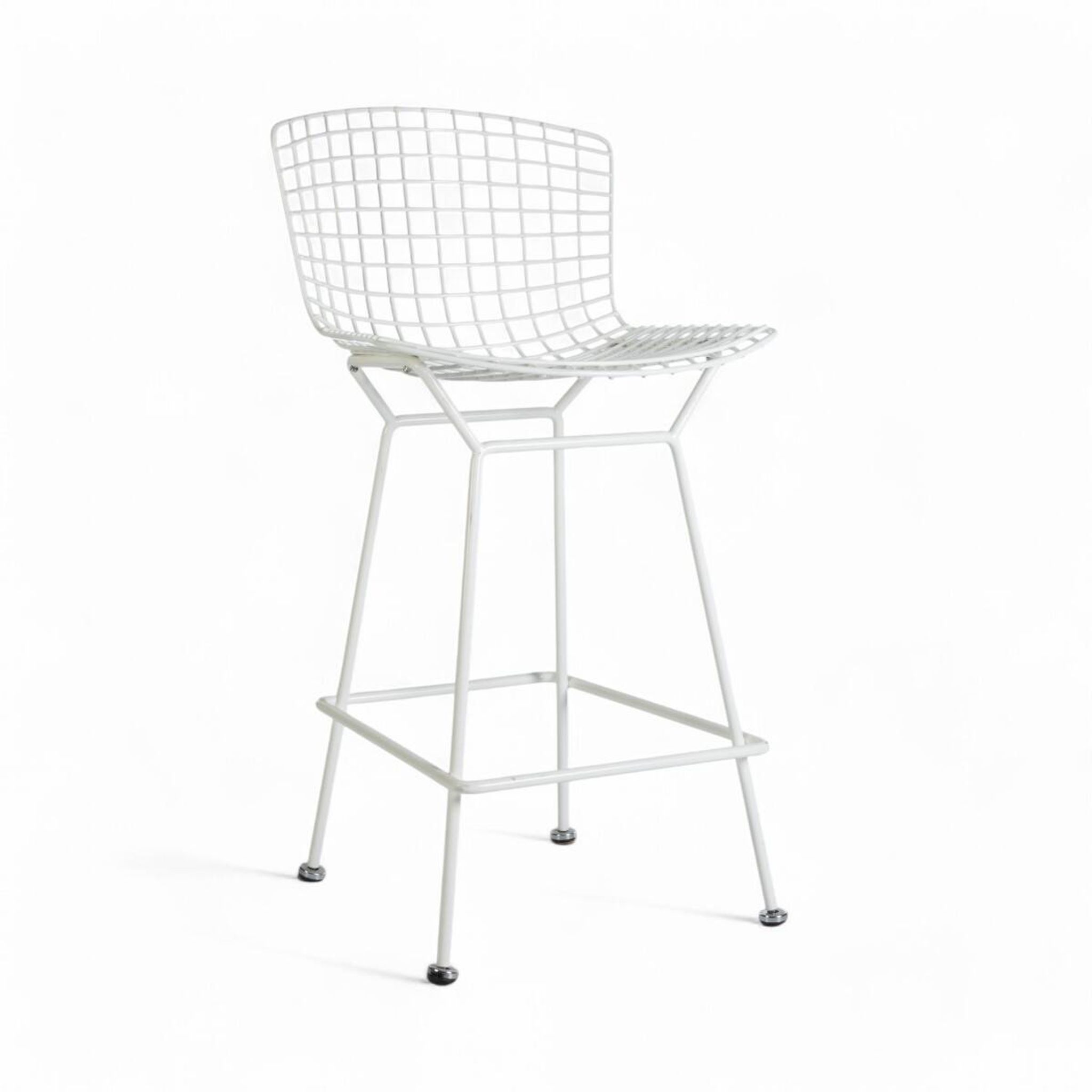 Tabouret de bar en fil métallique Harry Bertoia 428 de White Knoll Original