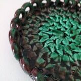 Pair of enamelled woven ceramic trinket trays signed BL, Le Brusc (Var)