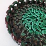 Pair of enamelled woven ceramic trinket trays signed BL, Le Brusc (Var)