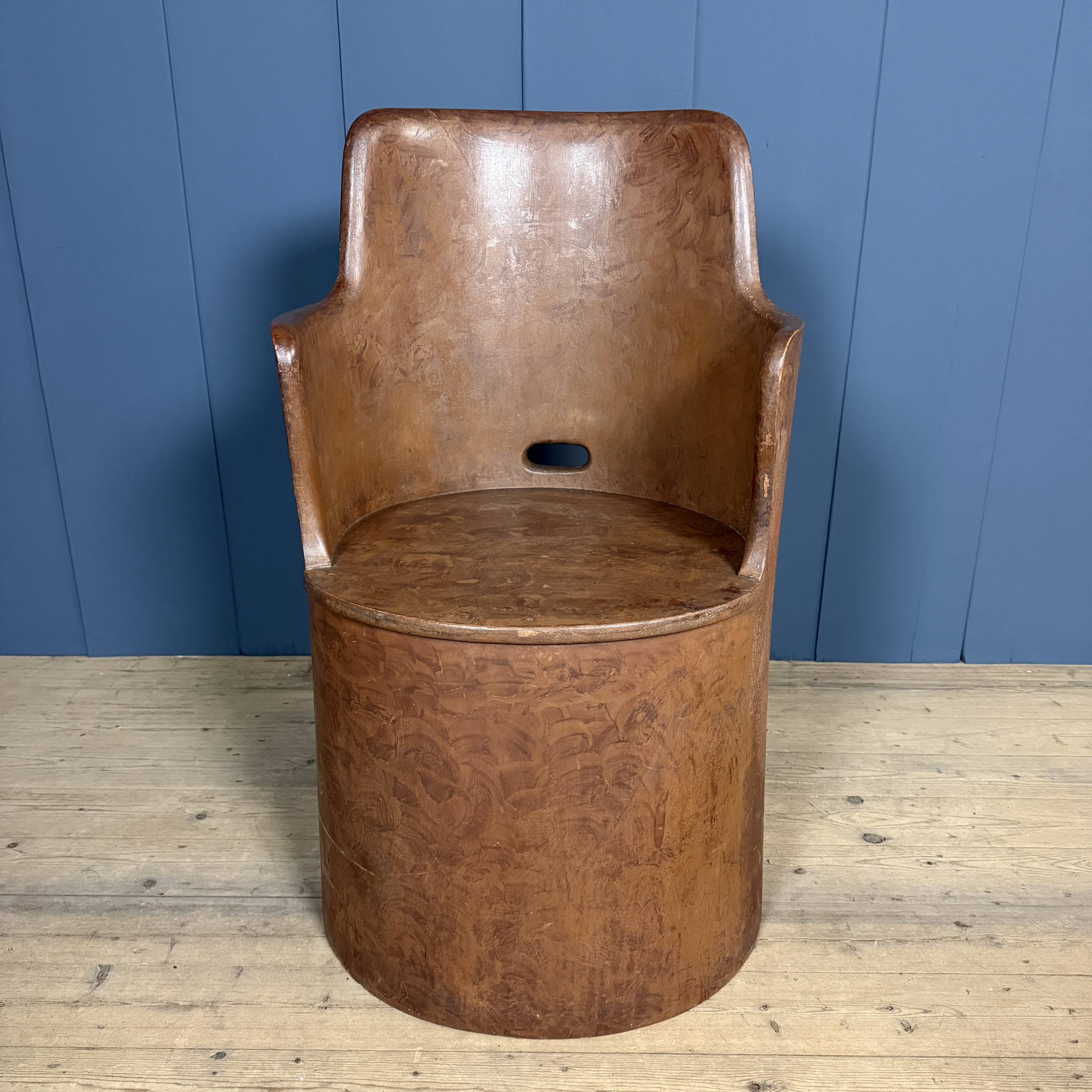 Old Swedish painted wooden trunk chair