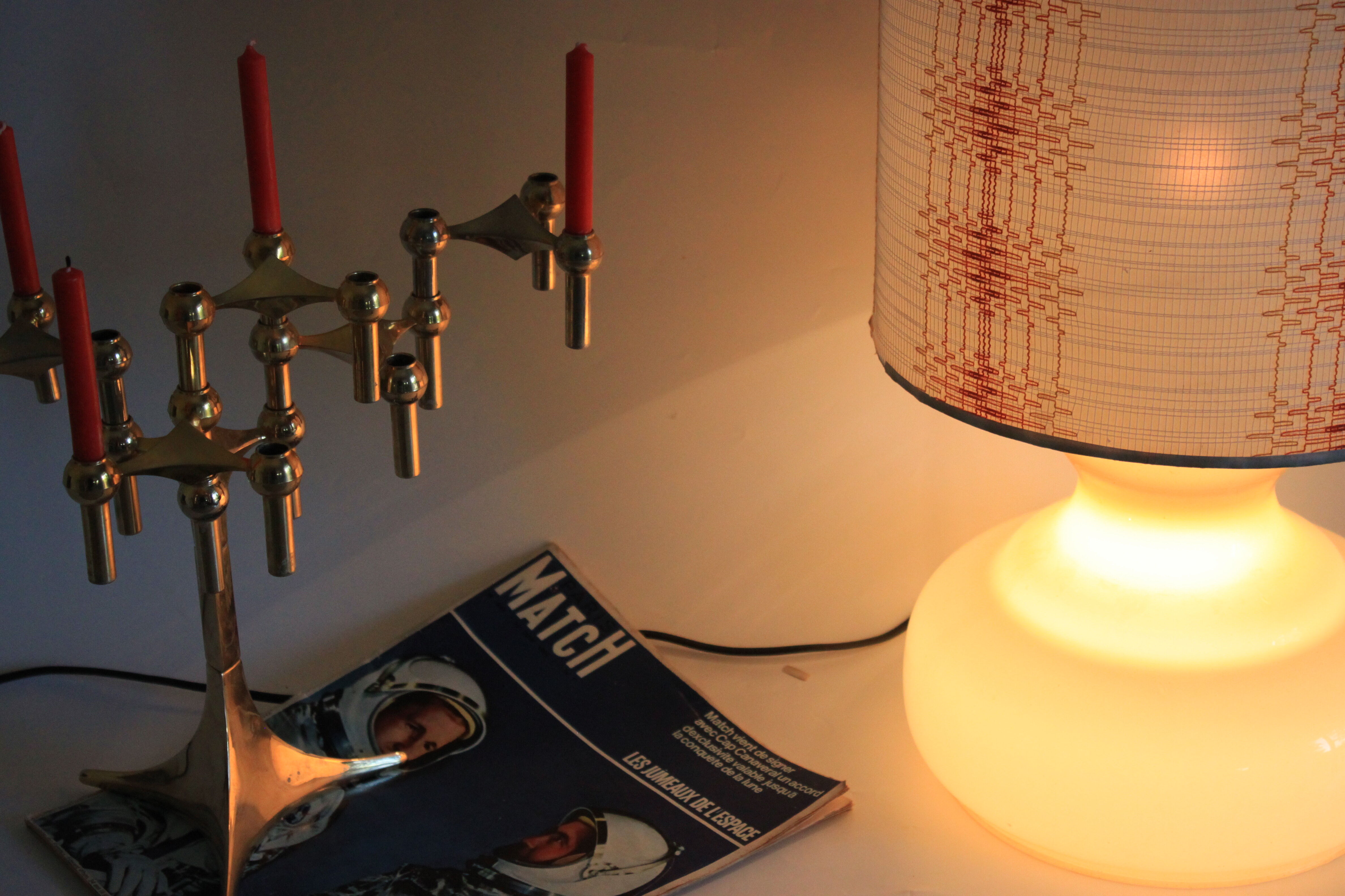 Smoked glass lamp blown double lighting, space age 1970