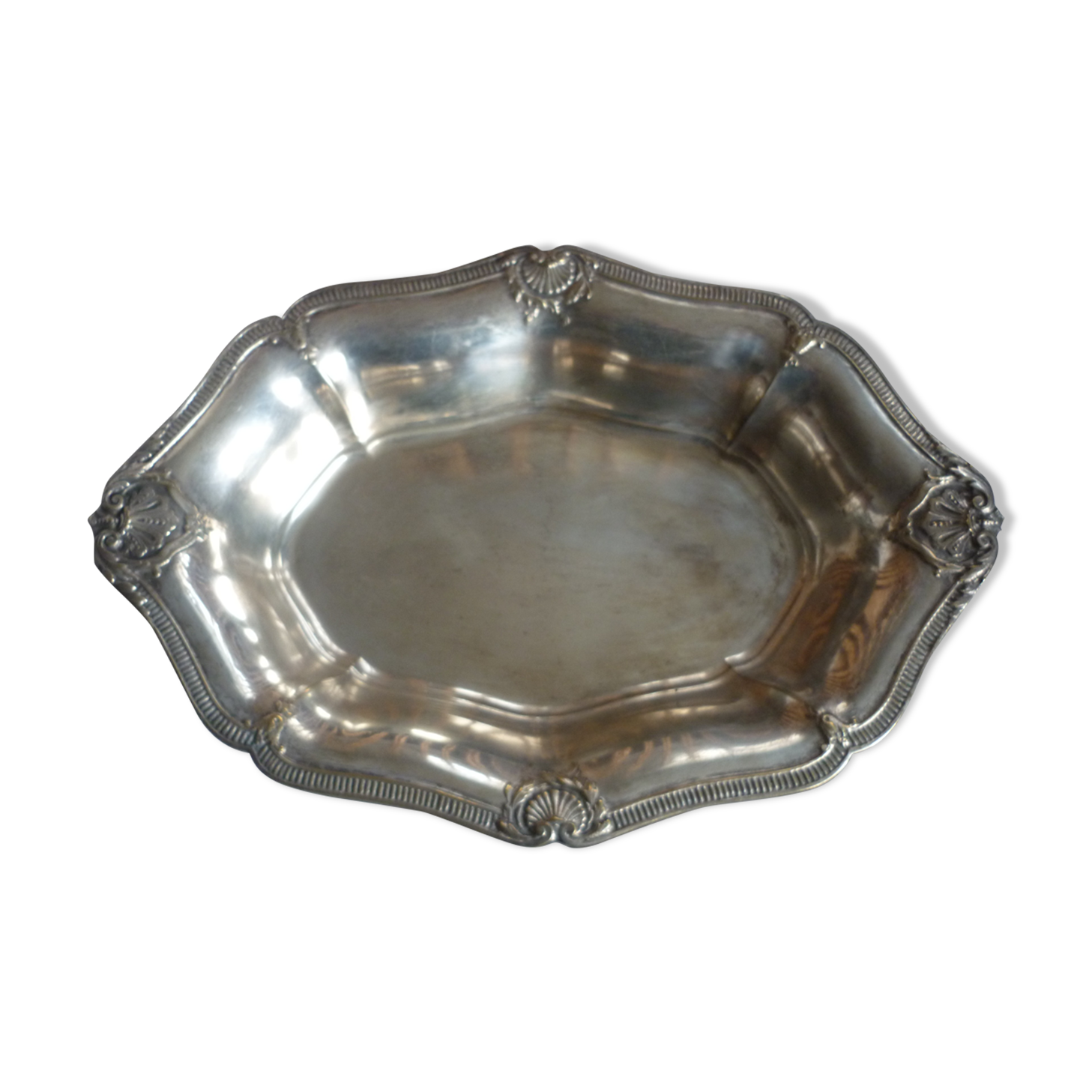 Silver metal bread basket dish